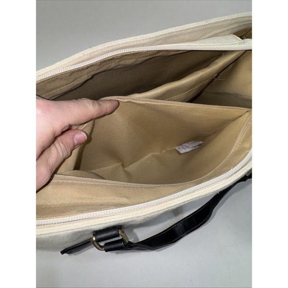 Missnine Laptop Tote Bag Canvas for Women 15.6 Computer Briefcase Black & Cream - Picture 13 of 16